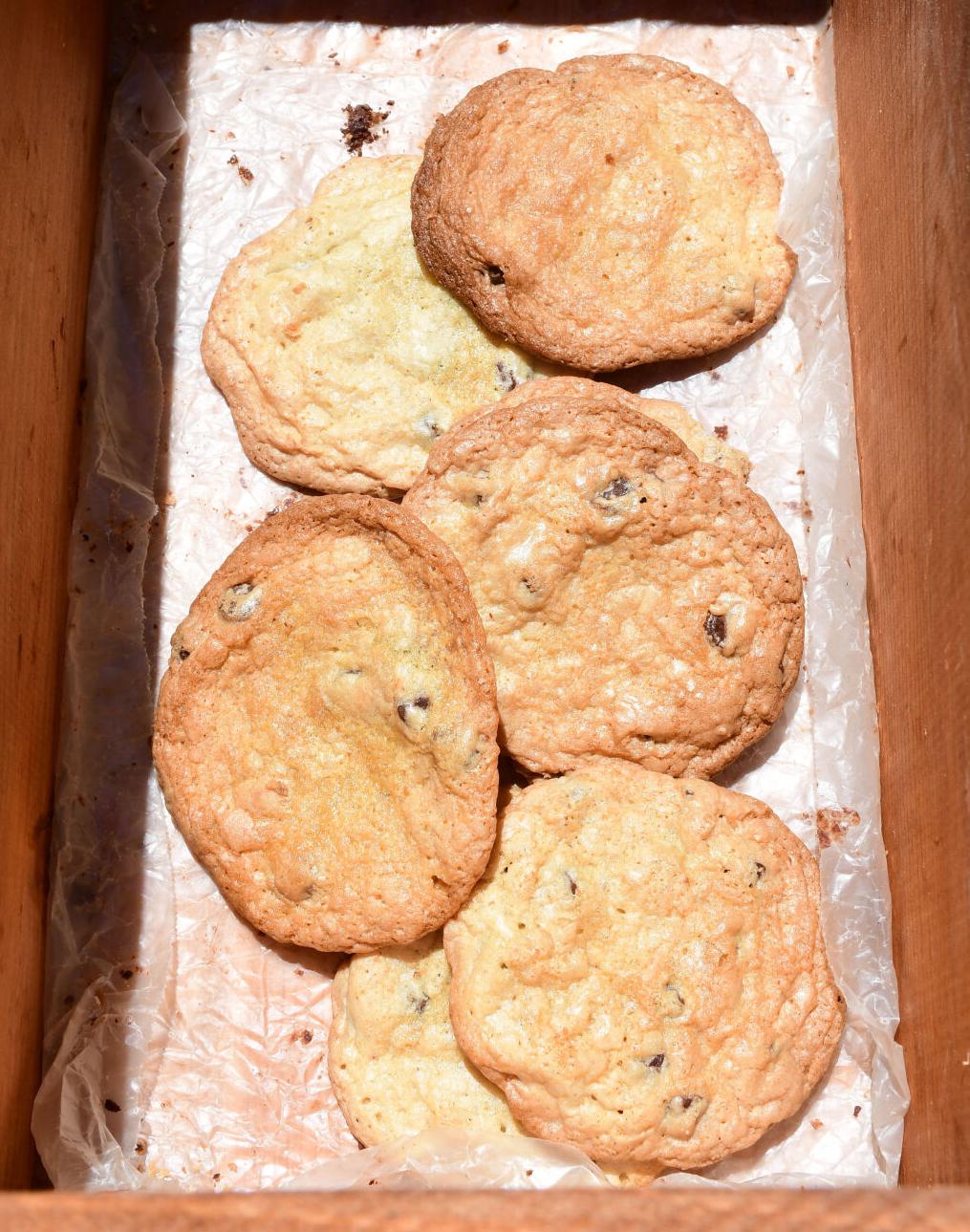 Cookies sit in a box